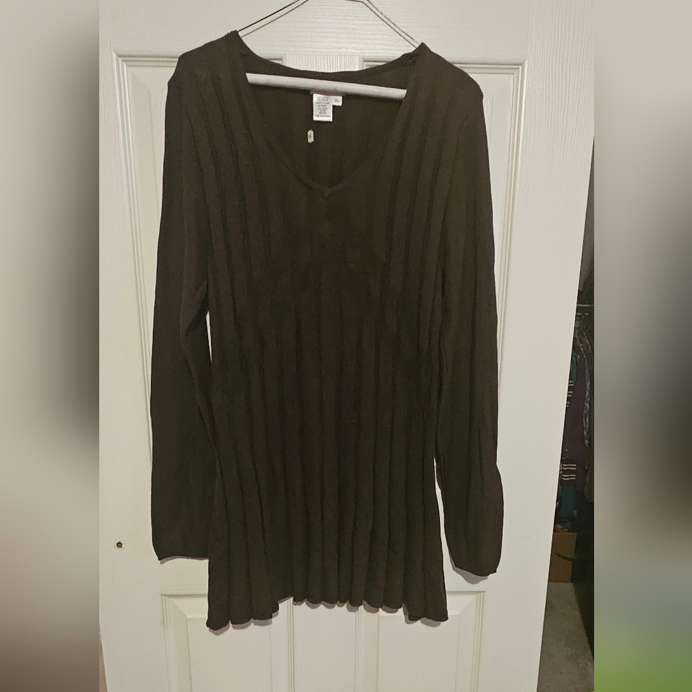 Sophie Max Dark Brown Knit Top Sz XL NWT